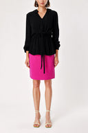 Siyah Bağcık detaylı V yaba tunik 19717