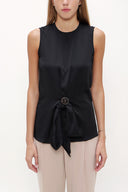 Siyah Metal aksesuar detaylı bluz 19753