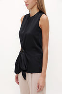 Siyah Metal aksesuar detaylı bluz 19753