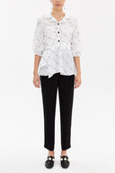 Beyaz Balon kollu bol kesim bluz 19761