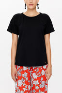 Siyah Bisiklet yaka bol kesim bluz 19782