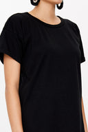 Siyah Bisiklet yaka bol kesim bluz 19782