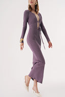 Oil Slim-fit, low-cut, long knitted dress 28836