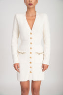 Ekru Cepleri aksesuar detaylı triko hırka 28838