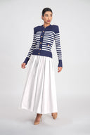 Lacivert Çizgili dar kesim triko hırka 28843