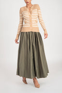 Devetüyü Çizgili dar kesim triko hırka 28843