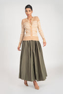 Devetüyü Çizgili dar kesim triko hırka 28843