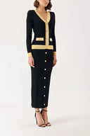 Siyah Bej Düğme detaylı hırka ve etekli takım 28850