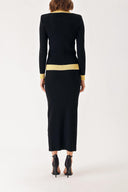 Siyah Bej Düğme detaylı hırka ve etekli takım 28850