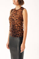 Leopar Kolsuz askılı leopar desenli triko bluz 28862