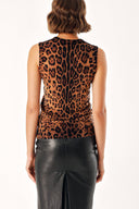 Leopar Kolsuz askılı leopar desenli triko bluz 28862