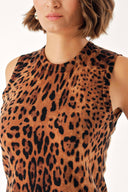 Leopar Kolsuz askılı leopar desenli triko bluz 28862