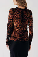 Leopar Bisiklet yaka leopar desenli yün triko kazak 28866