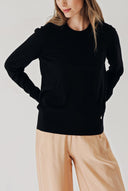 Siyah Bisiklet yaka yün triko kazak 28868