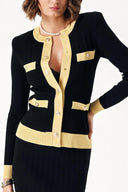 Hardal Düğme detaylı hırka ve etekli takım 28879