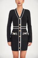 Siyah Düğme detaylı iki renkli hırka 28886