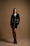 Siyah Düğme detaylı iki renkli hırka 28886