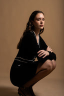 Siyah Düğme detaylı iki renkli hırka 28886