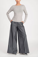 Gri Yapıştırma taş detaylı triko bluz 28887