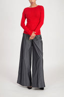 Kırmızı Yapıştırma taş detaylı triko bluz 28887