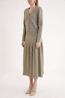 Yeşil Pili detaylı etek ve ceketli triko takım 28889