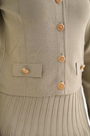 Yeşil Pili detaylı etek ve ceketli triko takım 28889