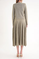 Yeşil Pili detaylı etek ve ceketli triko takım 28889