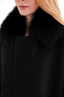 Siyah Triko detaylı yün kaban 30430