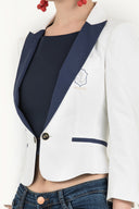 Beyaz Kontrast renkli pamuk ceket 60428