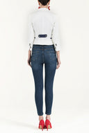 Beyaz Kontrast renkli pamuk ceket 60428