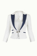 Beyaz Kontrast renkli pamuk ceket 60428
