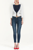 Beyaz Kontrast renkli pamuk ceket 60428