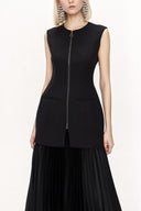 Siyah Fermuarlı slim fit yelek 61154
