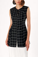 Ekose Fermuarlı slim fit yelek 61154