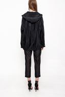 Siyah Oversize fermuarlı ceket 61155