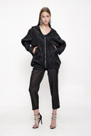 Siyah Oversize fermuarlı ceket 61155