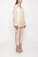 Ekru Oversize fermuarlı ceket 61155