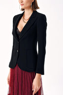 Siyah Dar kalıp klasik blazer ceket 61170