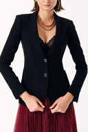 Siyah Dar kalıp klasik blazer ceket 61170