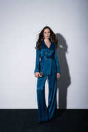 Petrol Vatkalı ve kemerli blazer 61187