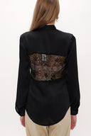 Siyah Dantelli bol kesim saten gömlek 10606