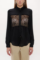 Siyah Dantelli bol kesim saten gömlek 10606