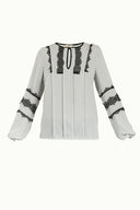Gri Dantelli şifon bluz 10645