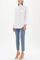 Beyaz Cepli bol kesim gömlek 10689