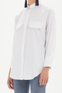 Beyaz Cepli bol kesim gömlek 10689