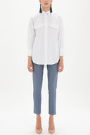 Beyaz Cepli bol kesim gömlek 10689