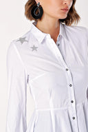 Beyaz Asimetrik kesim uzun kollu gömlek 10690