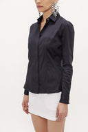 Siyah Dar kesim poplin gömlek 10712