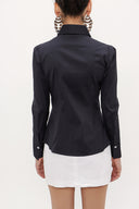 Siyah Dar kesim poplin gömlek 10712