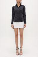 Siyah Dar kesim poplin gömlek 10712